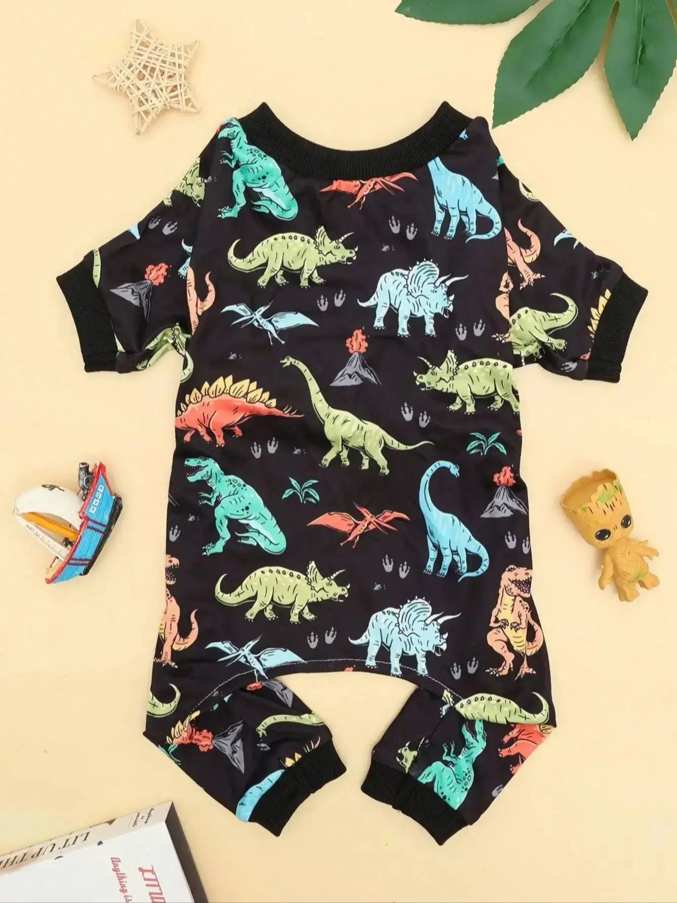 Cute Dinosaur Print Small Dog Pajamas | Stretchy Summer Onesies
