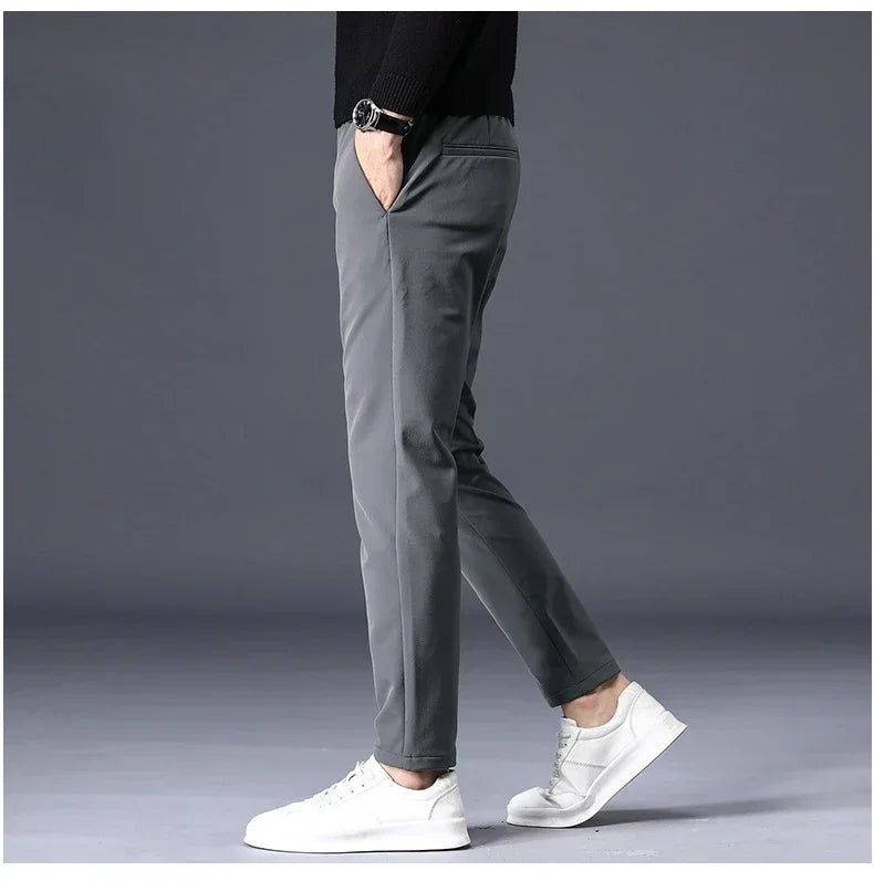 Winter Warm Fleece Men's Business Casual Pants | Stylish Thermal Trousers