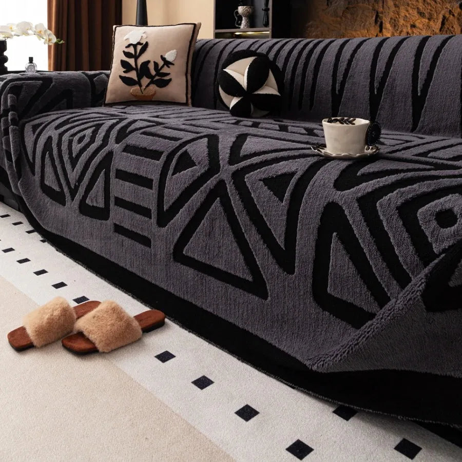 Bohemian Jacquard Fleece Sofa Towel | Cozy Blanket for Living Room