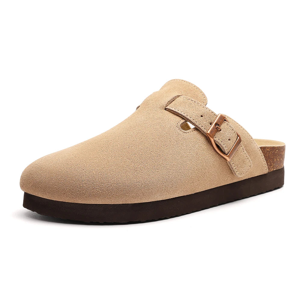 Shevalues Suede Clogs For Women Men Summer Cork Mules Soft Footbed Sandals With Arch Support  New Leisure Fashion Genuine Clogs