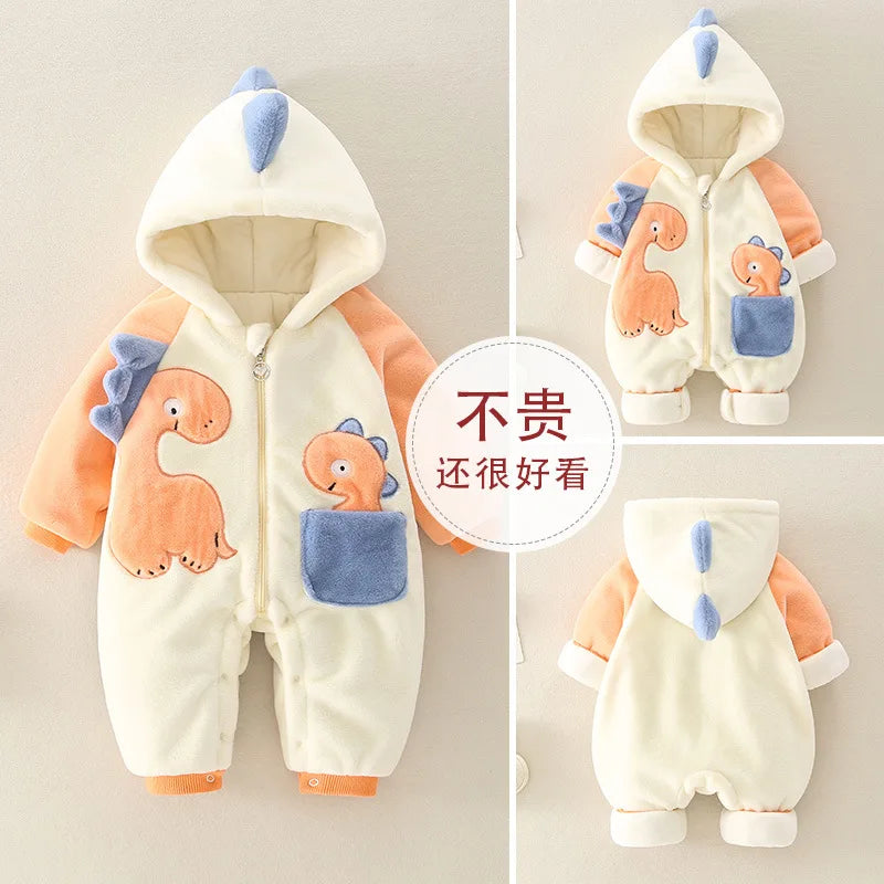 Thick Plush Newborn Baby Rompers | Cozy Winter Jumpsuit Outfits