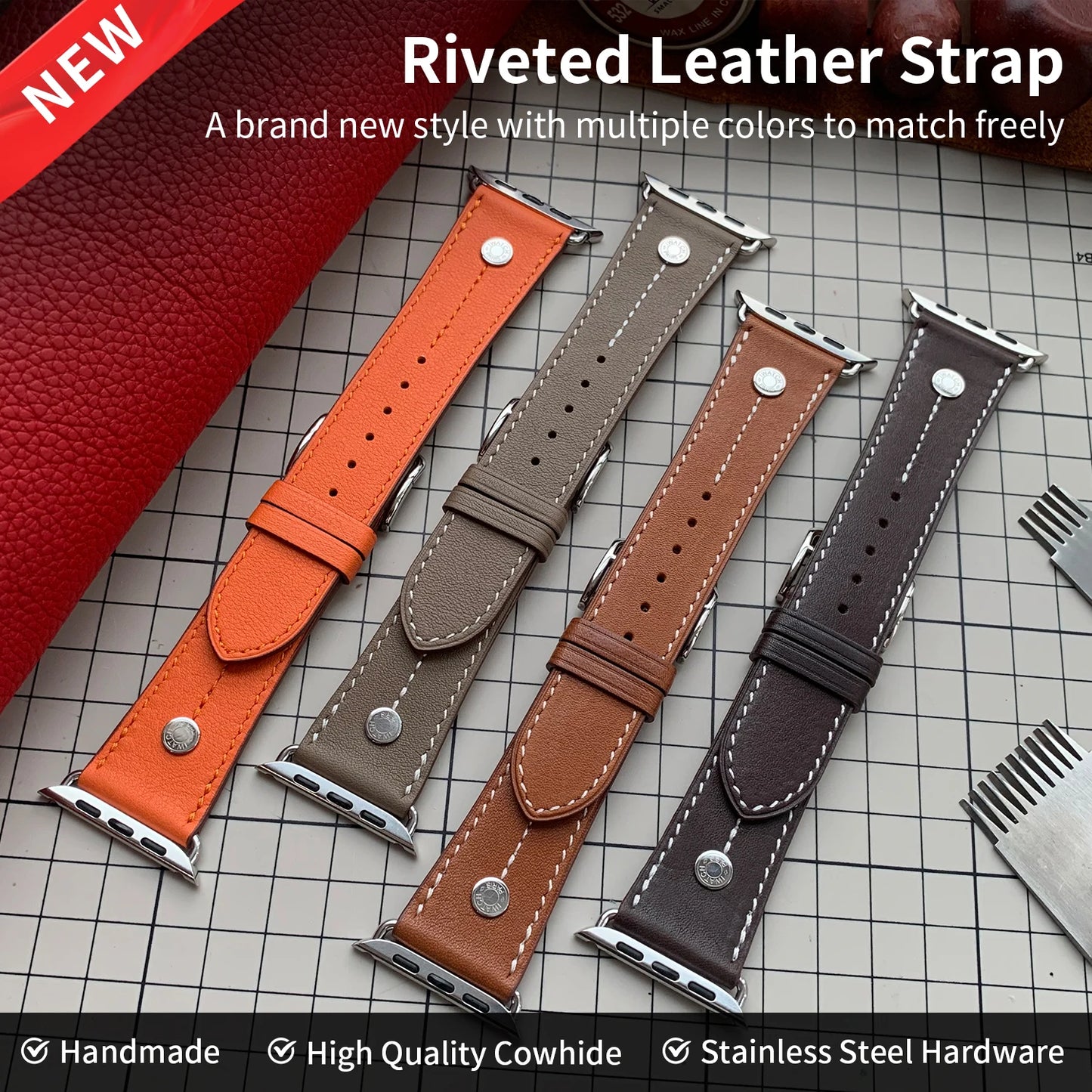 High-Quality Calfskin Leather Single Tour Band for Smartwatch