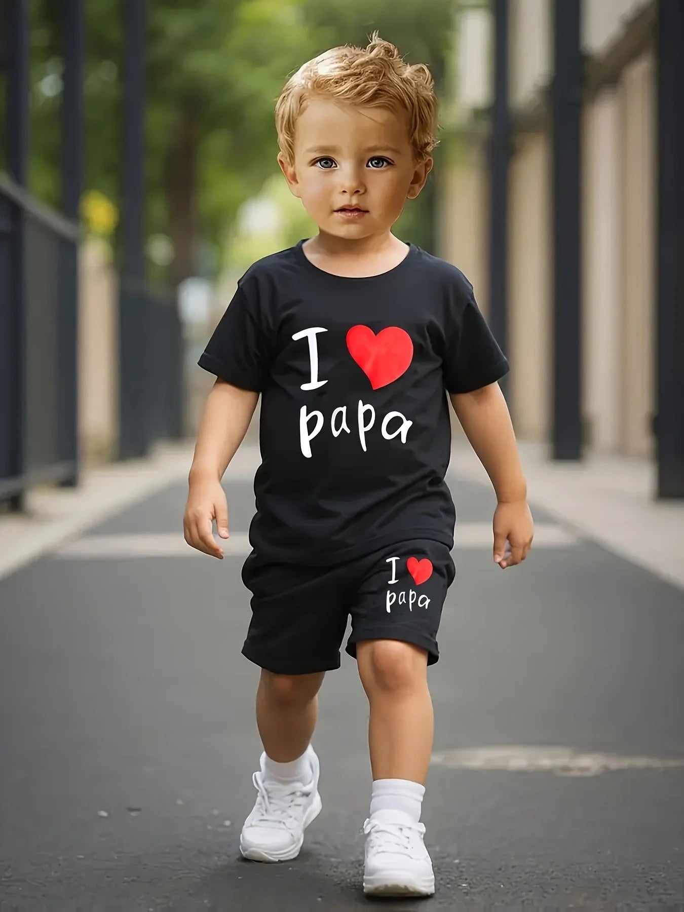 Baby Boy Summer 'I LOVE Papa' Top & Casual Shorts Set