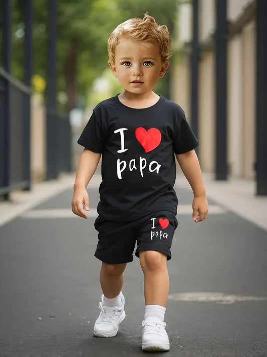 Baby Boy Summer 'I LOVE Papa' Top & Casual Shorts Set