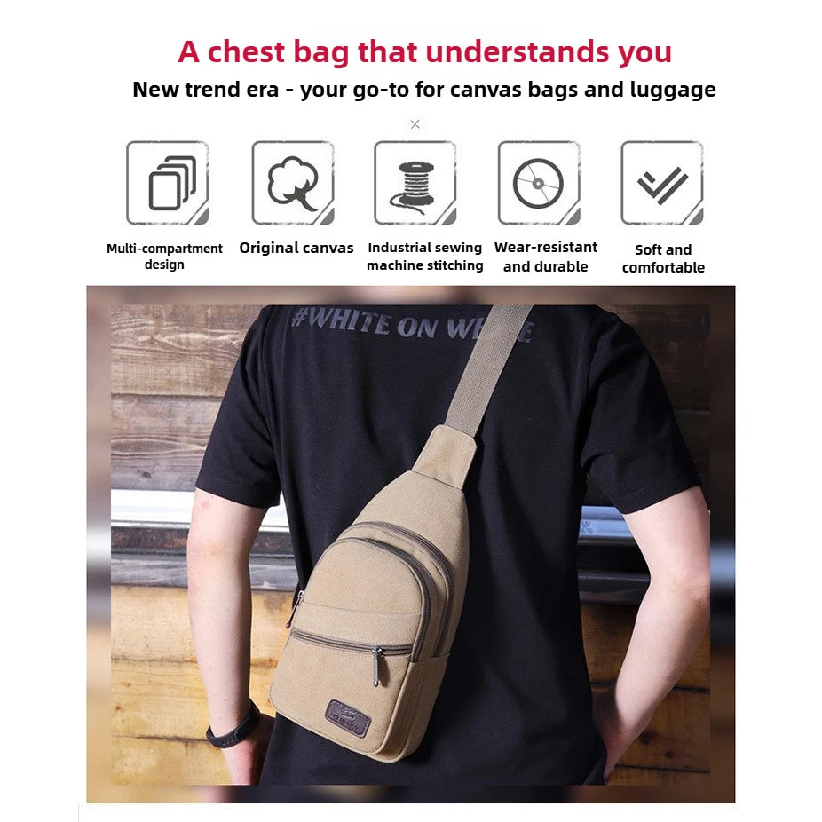 Casual Canvas Chest Bag | Stylish Crossbody Bag for Men
