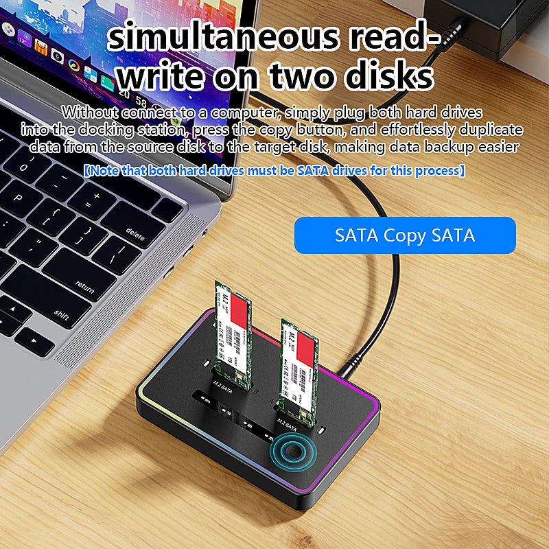 Dual M.2 SATA SSD Docking Station for Offline Cloning