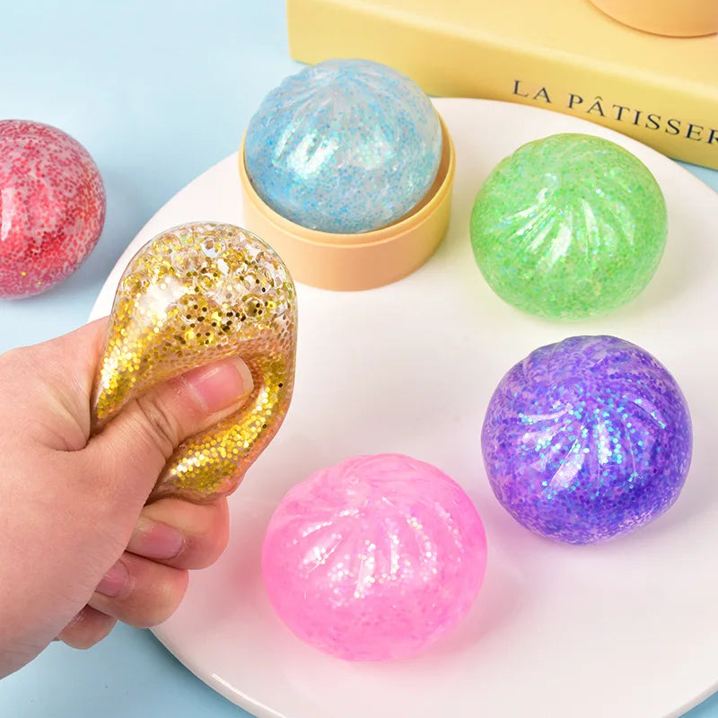 Mini Squishy Dumpling Fidget Toy | Squeezable Stress Relief Bun