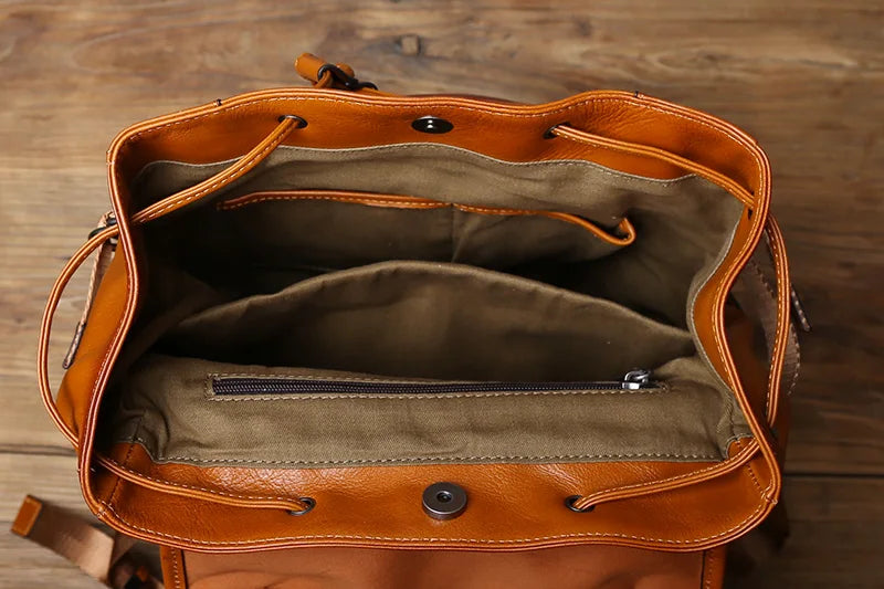 Mochila retro de cuero para hombre | Elegante bolso de viaje y escolar