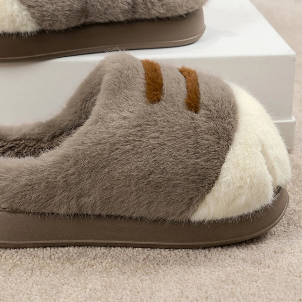 3D Cat Paw Plush Slippers | Cozy Warm Winter House Shoes
