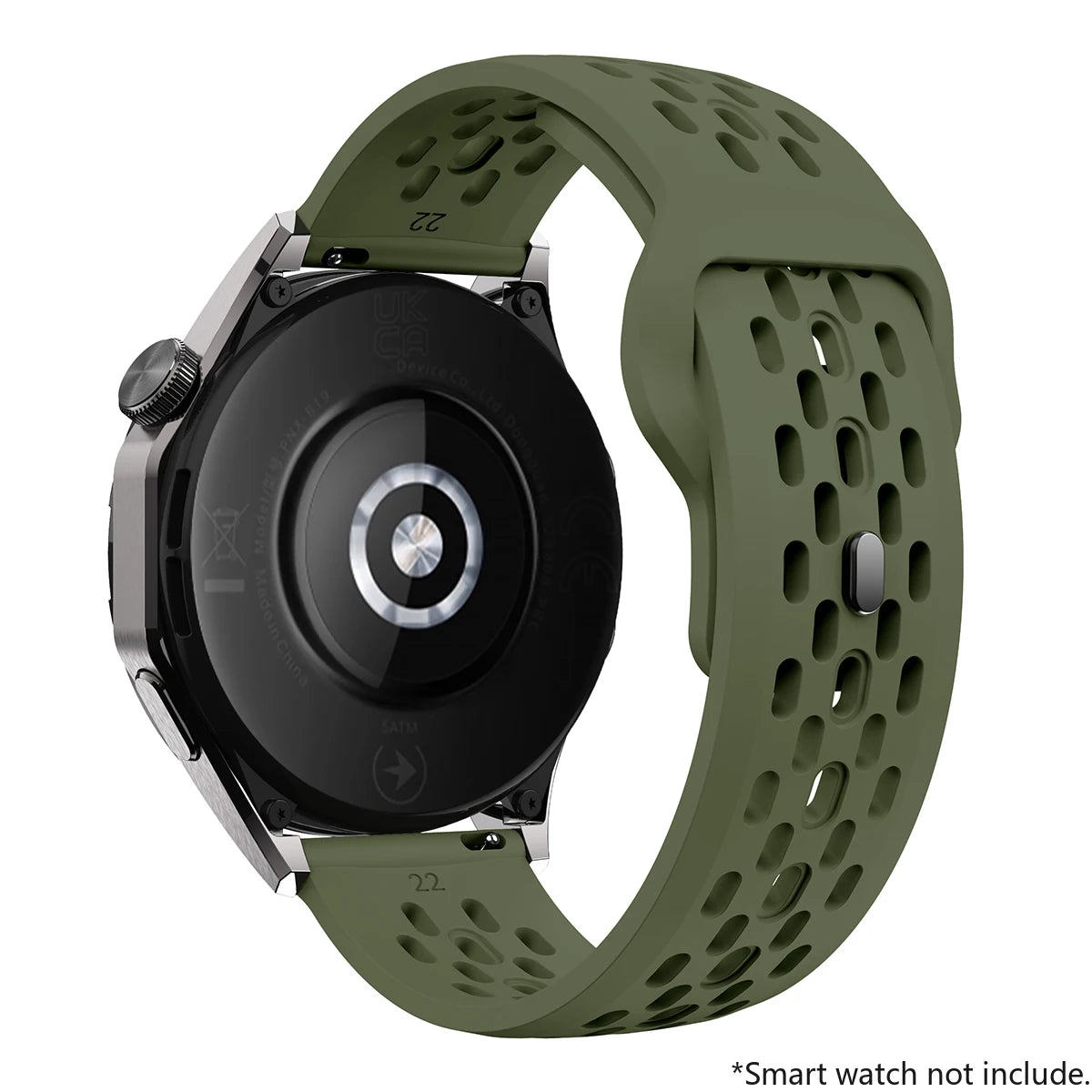 Breathable Sports Silicone Watch Strap - Replacement Bands for Smartwatches