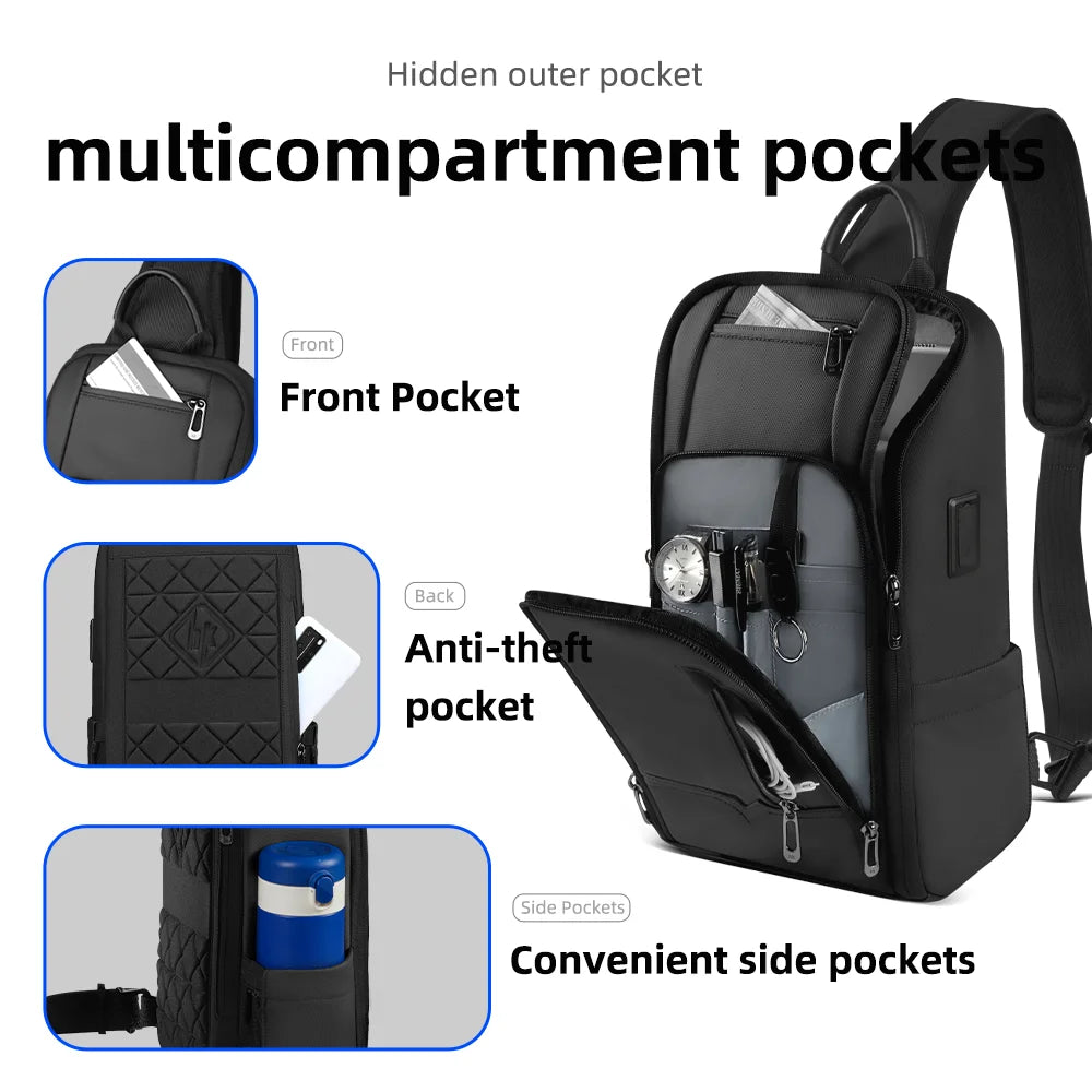 Men's Waterproof Anti-Theft Shoulder Sling Bag | Multi-Pocket Crossbody