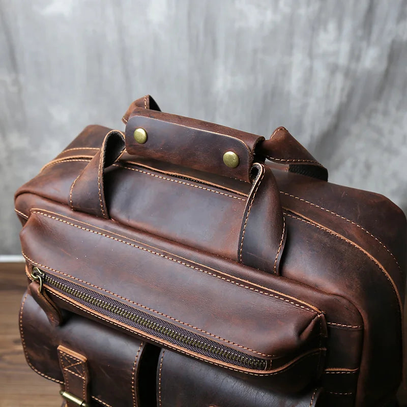 Men's Retro Genuine Leather Backpack | Spacious Multi Pocket Design