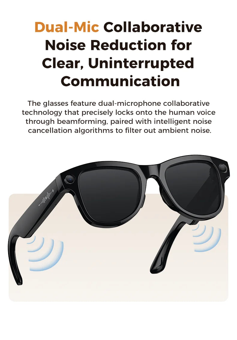 AI Smart Glasses | Real-Time Translation, Video Recording & Music