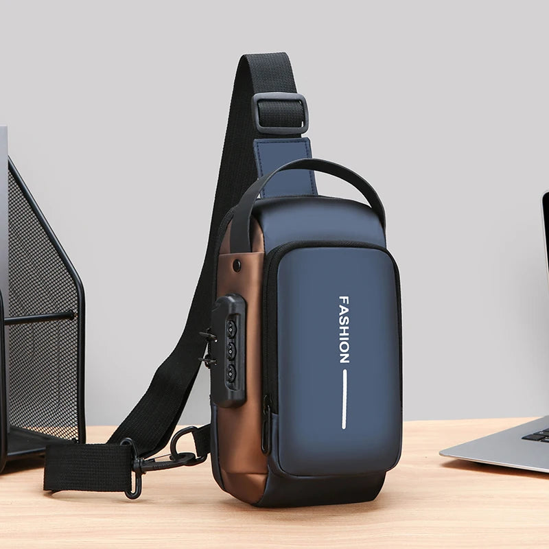 Men's Anti-Theft Sling Bag | USB Charging Crossbody Pack