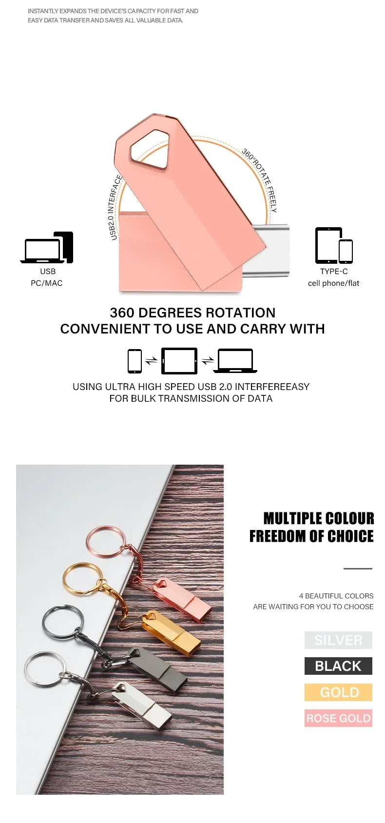 Dual TYPE-C Metal USB Flash Drive | Reliable Memory Storage