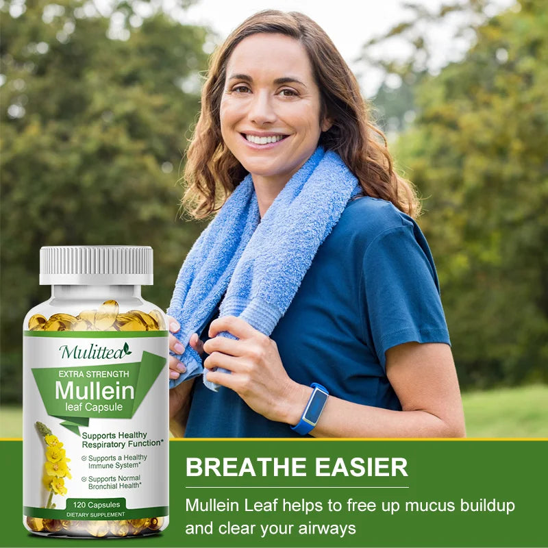 Natural Mullein Leaf Capsules | Herbal Supplement for Lung Health