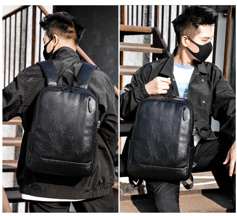 Men's Executive PU Leather Backpack | Stylish Office & Travel Bag