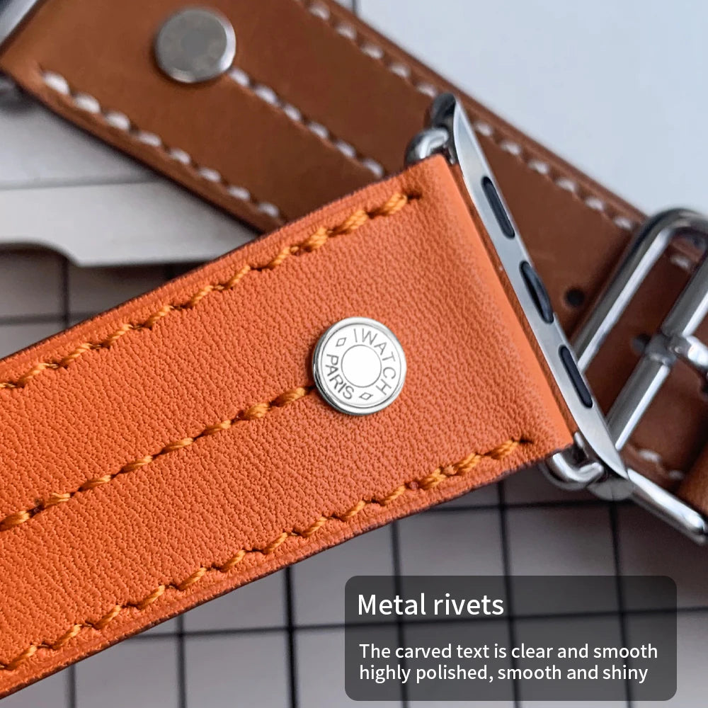 High-Quality Calfskin Leather Single Tour Band for Smartwatch