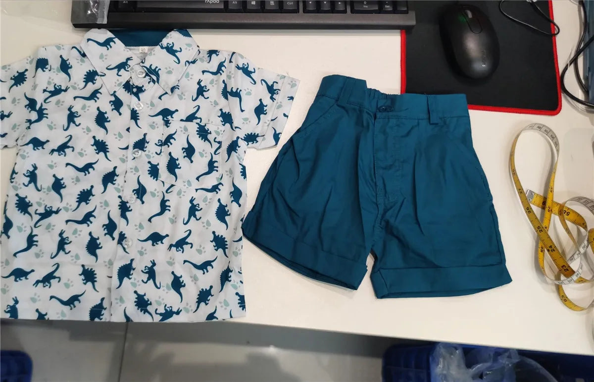 Baby Boys Dinosaur Print Outfit | Summer Shorts Set for Toddlers