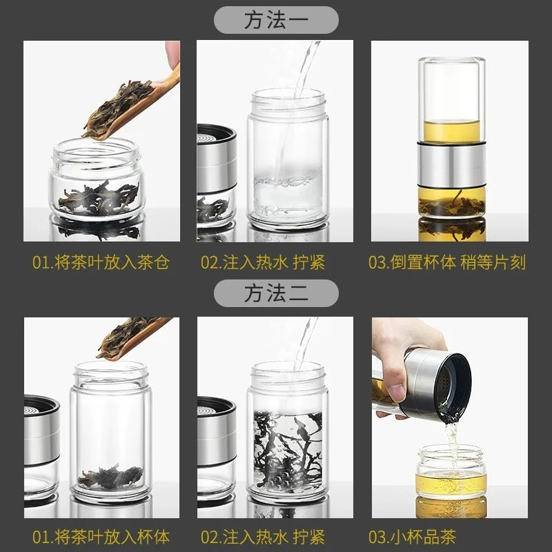 Eco-Friendly Double Glass Water Bottle with Infuser | Stylish Drinkware