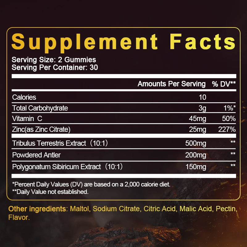 60pcs Tribulus Terrestris Extract Gummies for Men | Boost Vitality