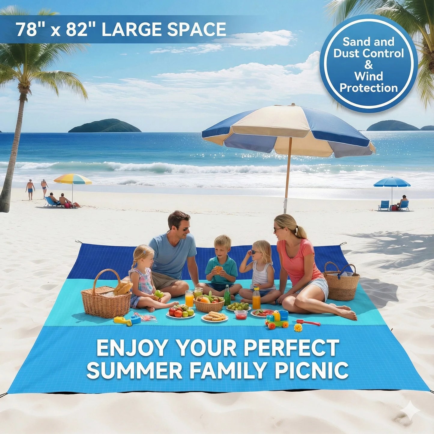 Oversized Lightweight Beach Blanket | Sand Free Waterproof Mat