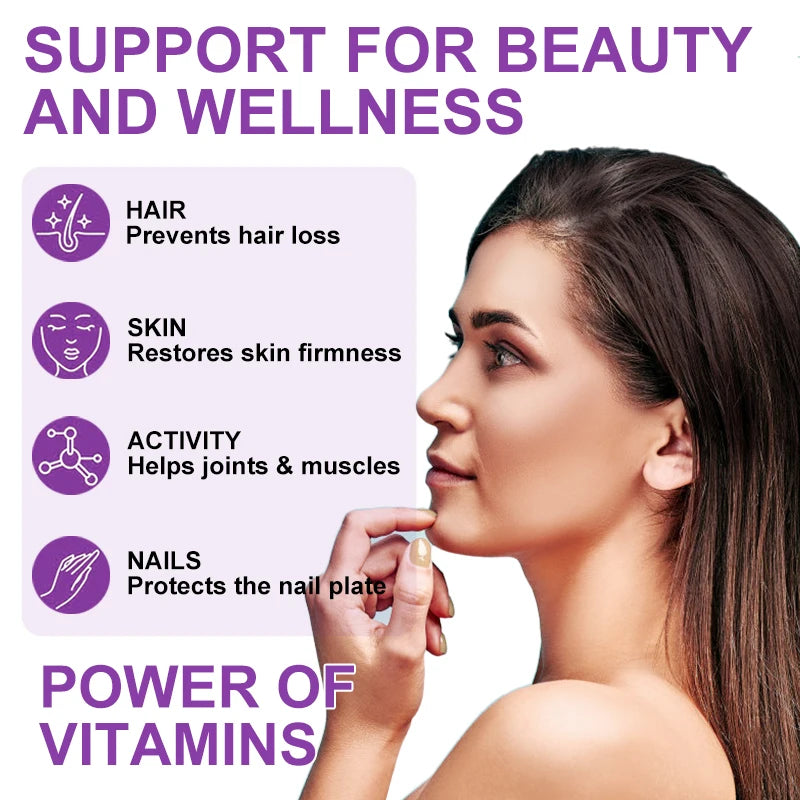 Vitamin Biotin Gummies for Stronger Hair, Skin & Nails - 60 Gummies
