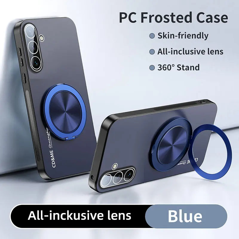 Luxury AG Matte Case For Samsung Galaxy A06 A16 A26 A36 A56 Magnetic PC Frosted 360 Degree Bracket Stand Protective Cover