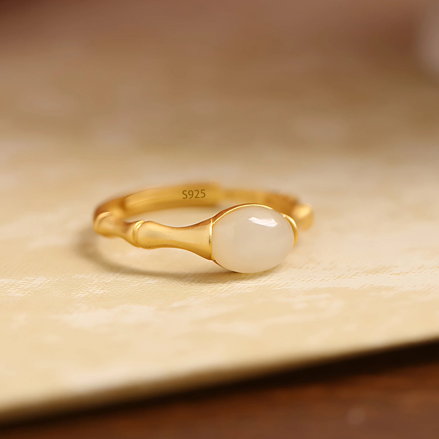 Adjustable Geometric Jade Ring for Women | Vintage Jewelry Gift