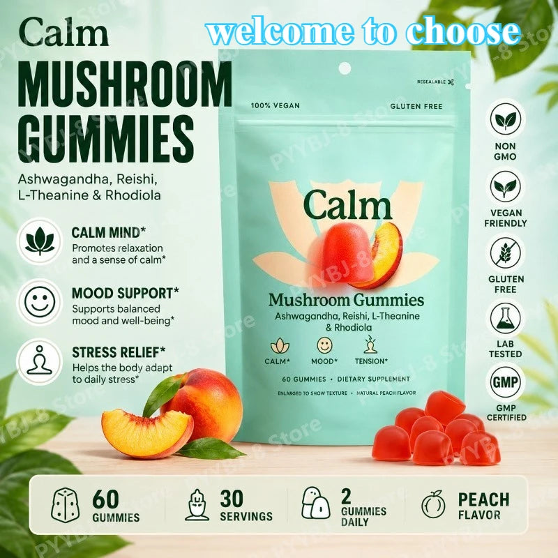Peach Flavor Mushroom Gummies | Stress Relief & Relaxation