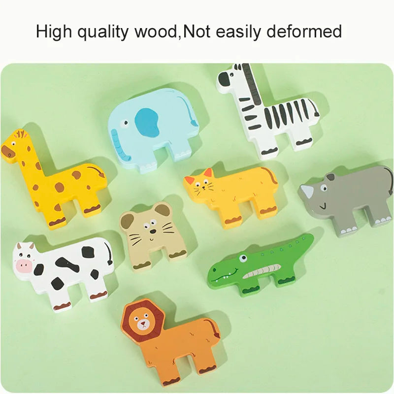 Educational Wooden Animal Stacking Block Game | Enhance Cognitive Skills