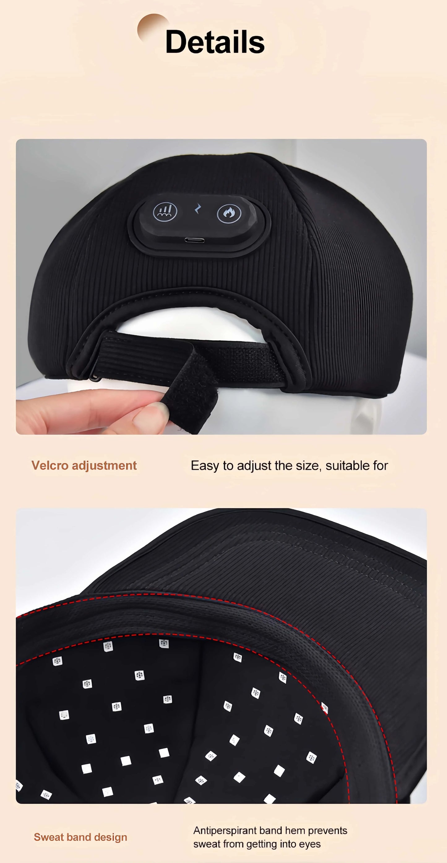 Wireless Adjustable Brightness Red Light Therapy Helmet Cap