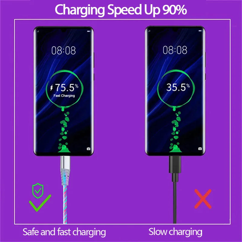 6A Fast Charging Glowing Micro USB & Type C Cable