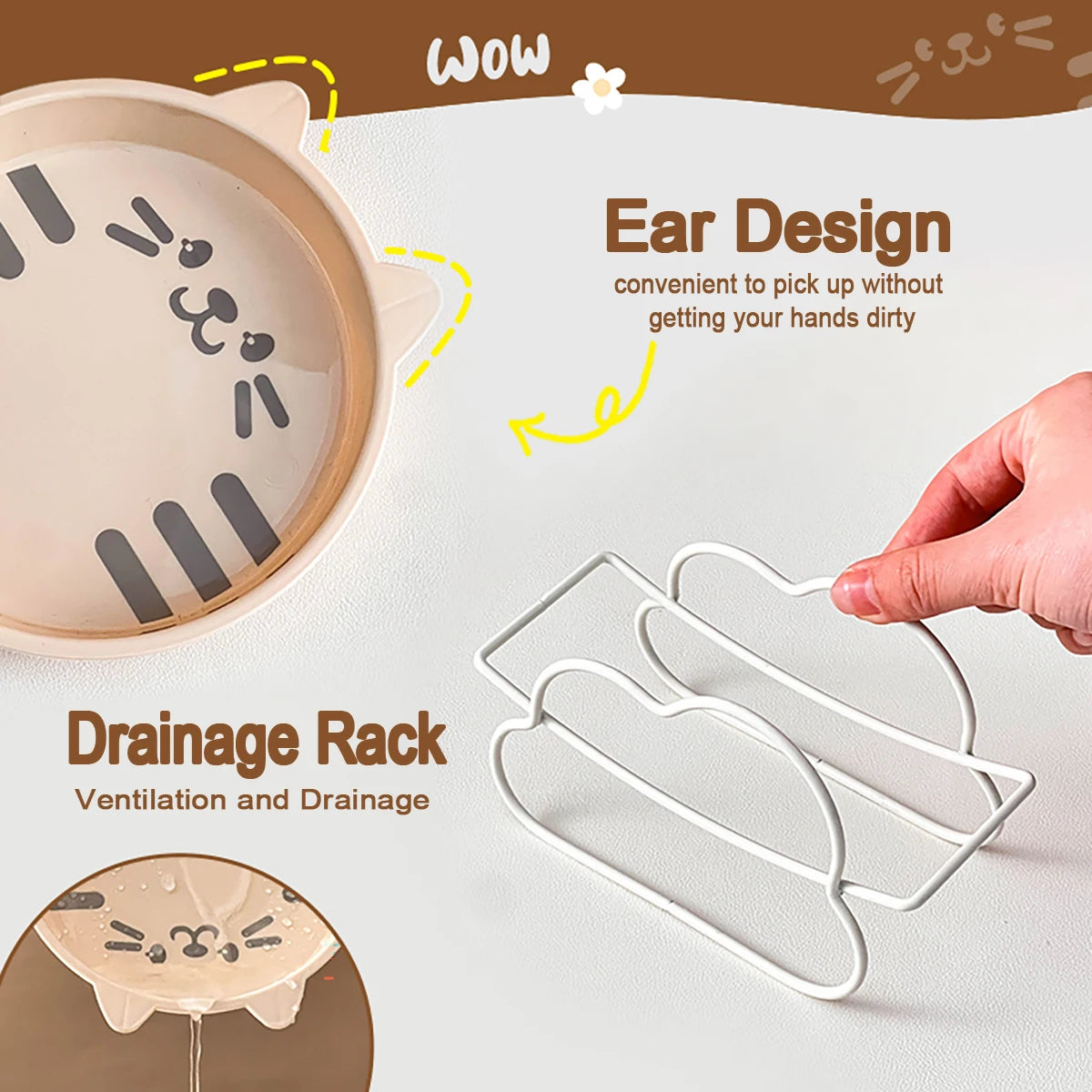 Cute Cat Pattern Dessert Plate | Reusable Kitchen Tableware