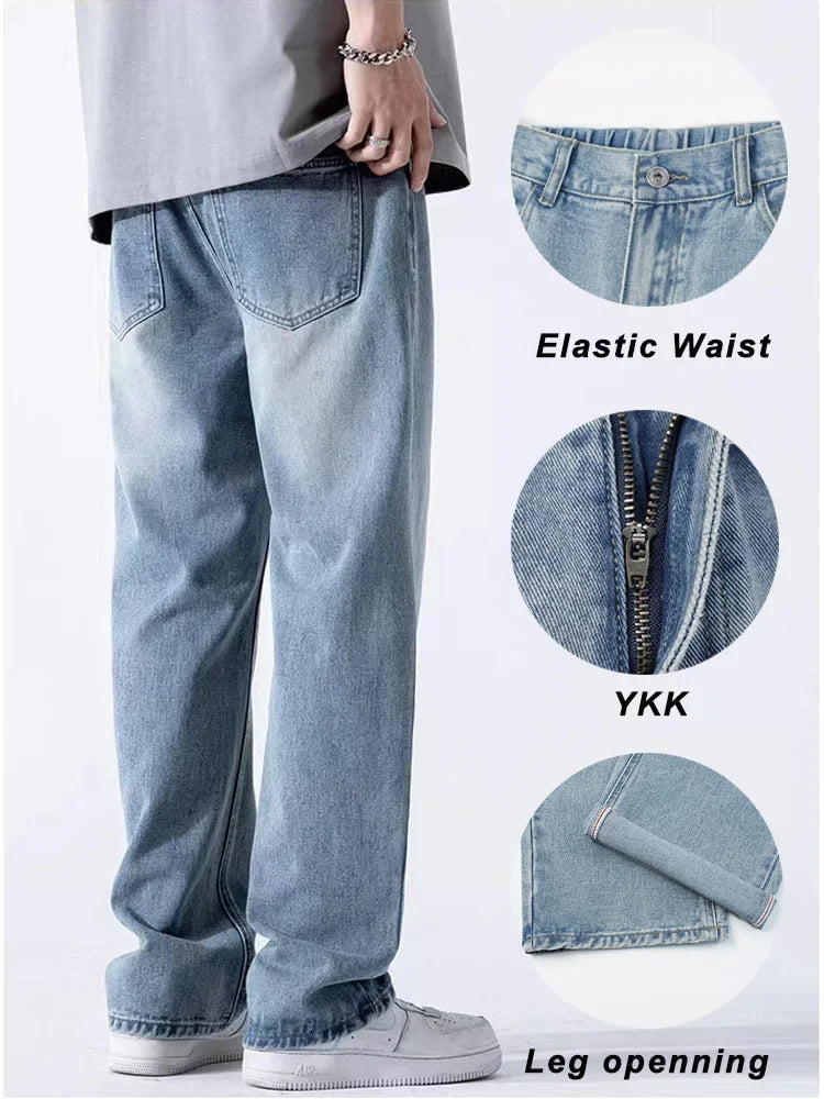Men's Casual Wide Baggy Denim Jeans | Spring Summer Streetwear Pants