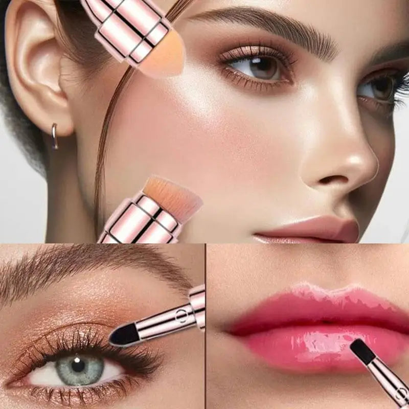 4 In 1 Makeup Brush Set | Retractable Travel-Friendly Beauty Tool