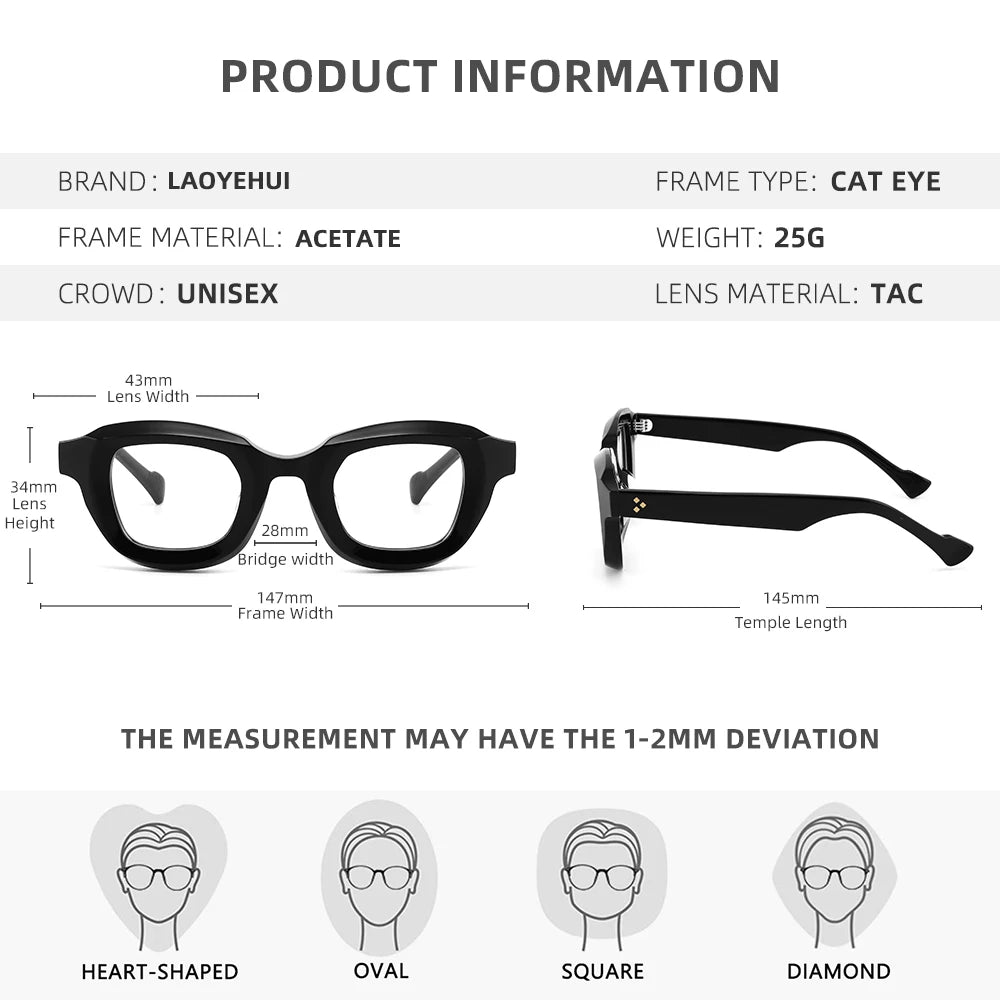 Vintage Luxury Acetate Glasses Frame | Stylish Eyewear for Everyone
