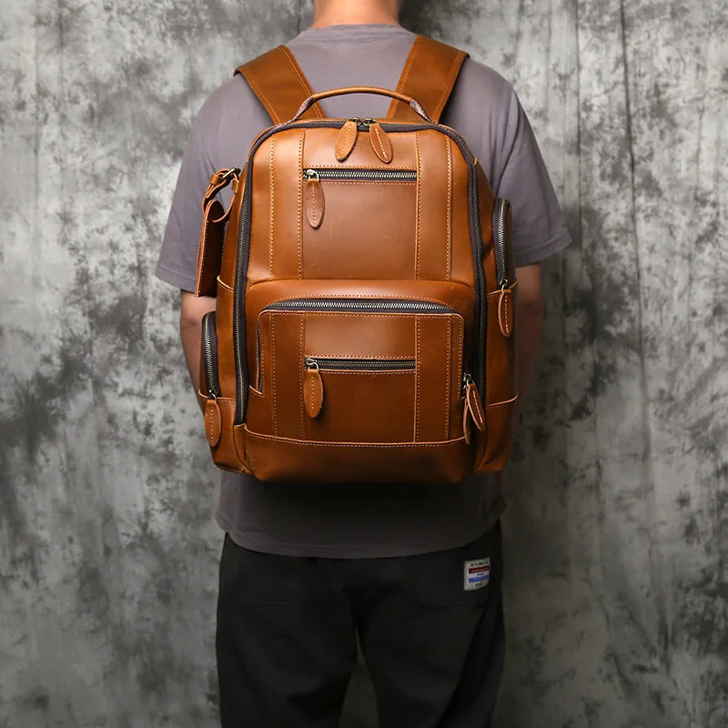 Stylish Retro Genuine Leather Men's Backpack | Travel Companion