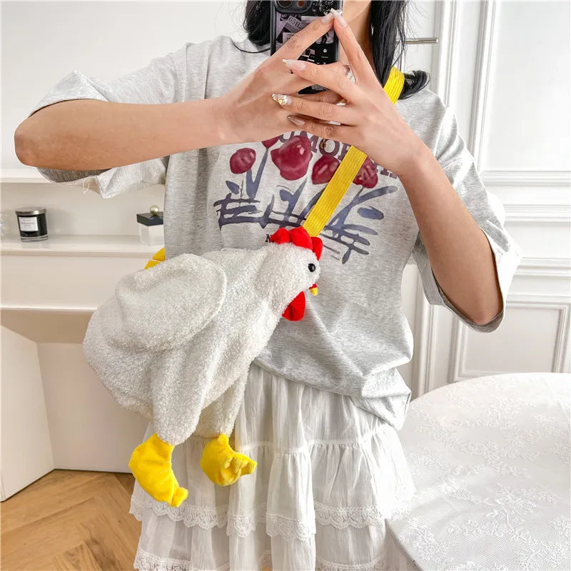 Chickens Shape Crossbody Purse | Cute Plush Handbag for Women