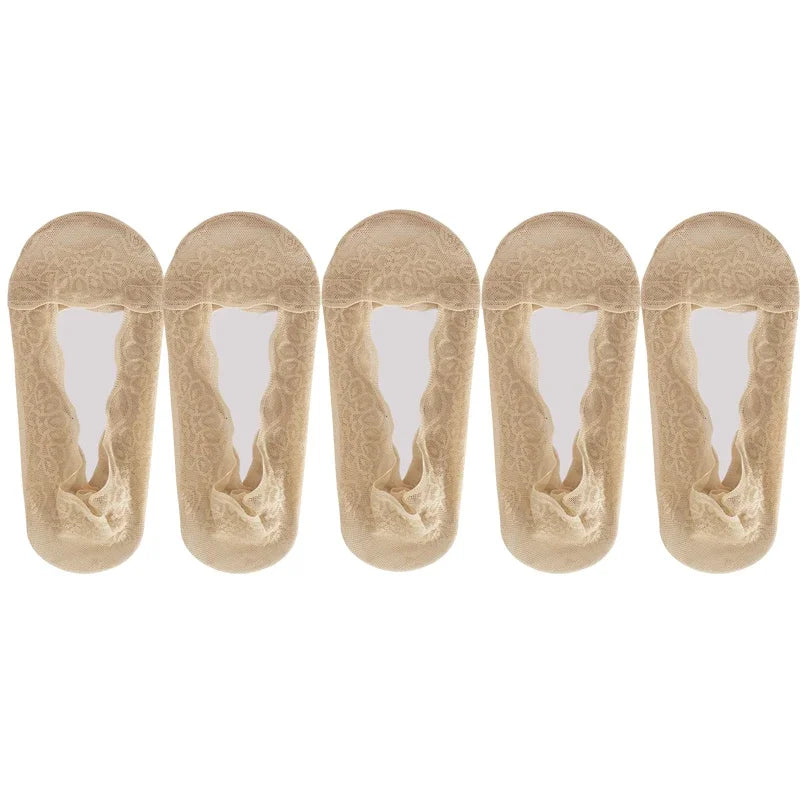 Women's Lace Invisible Summer Socks | No-Show Ankle Set