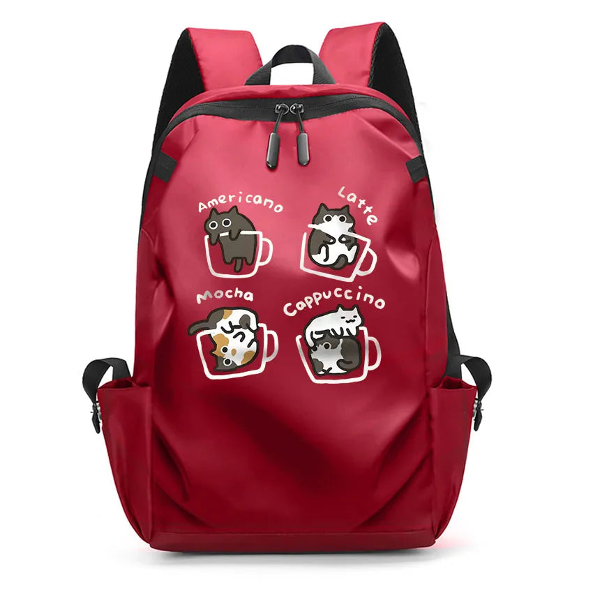 Cute Waterproof Men's Business Laptop Backpack with Cat Print