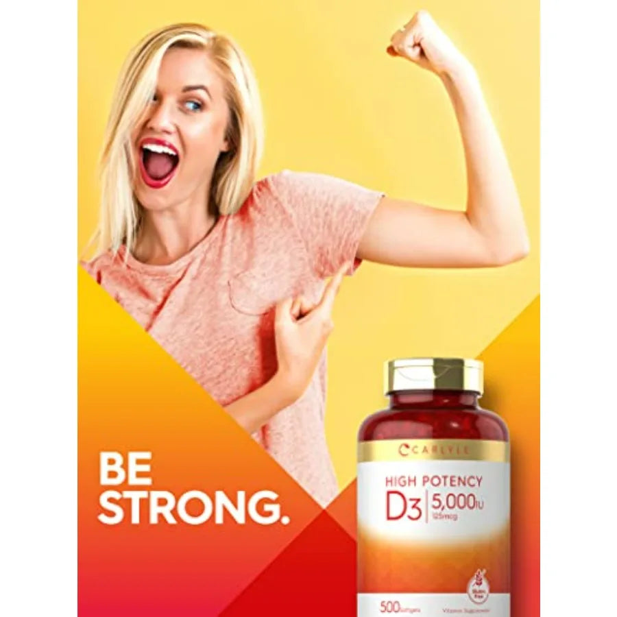 High Potency Vitamin D3 5000 IU Softgels | Non-GMO & Gluten Free