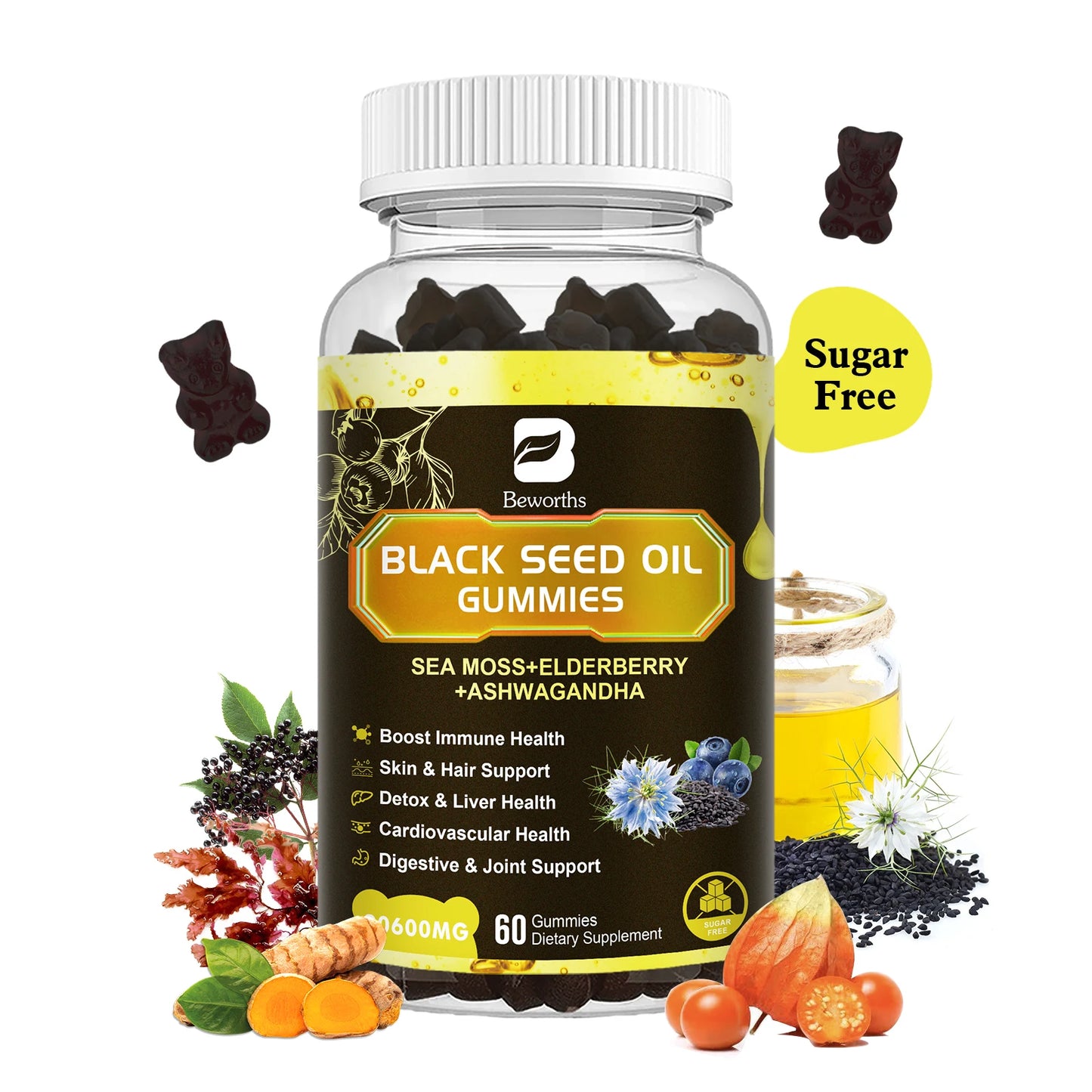 12 in 1 Black Seed Oil Gummies with Ashwagandha for Health