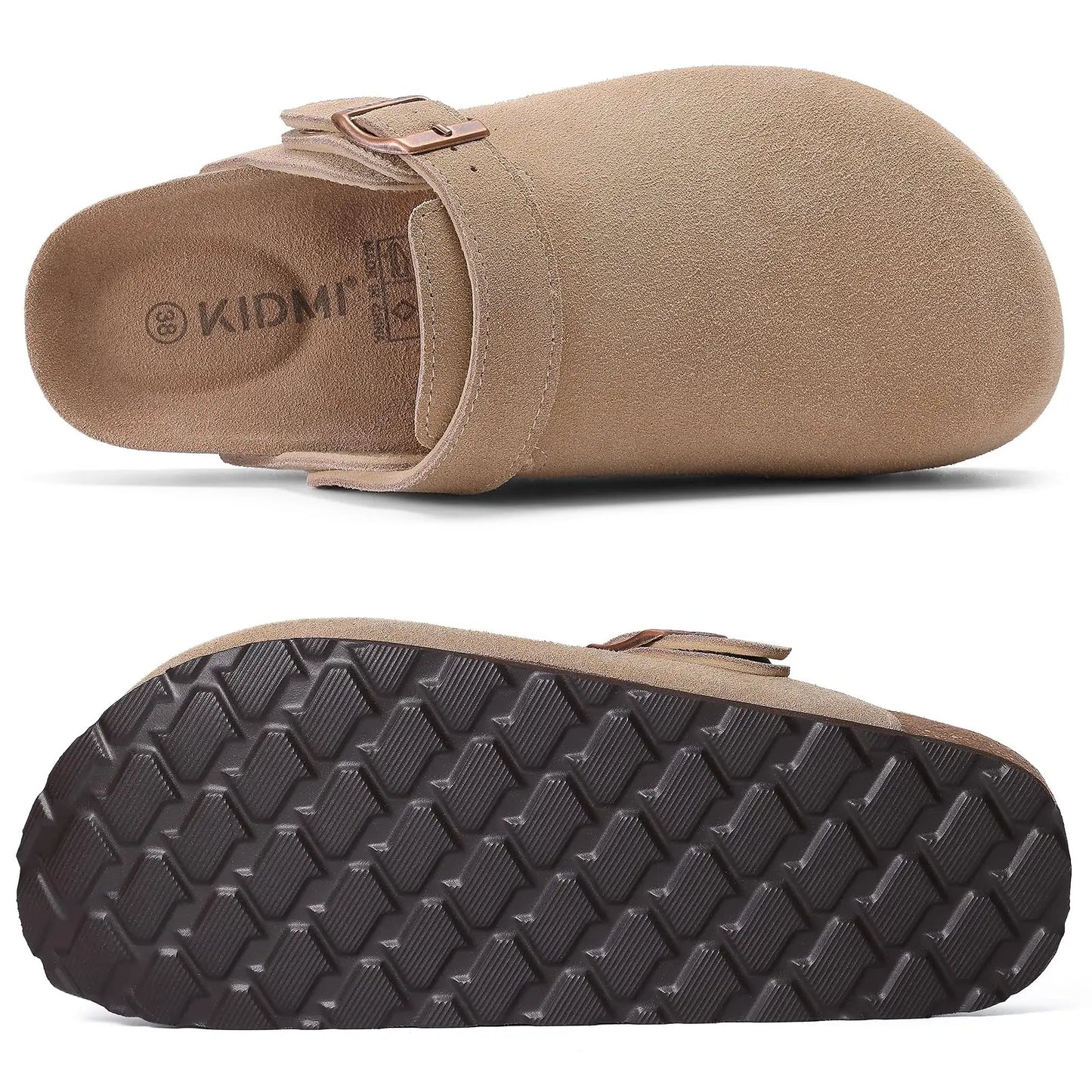 Women's Genuine Leather Clogs with Cork Footbed | Slip-On Comfort Slippers