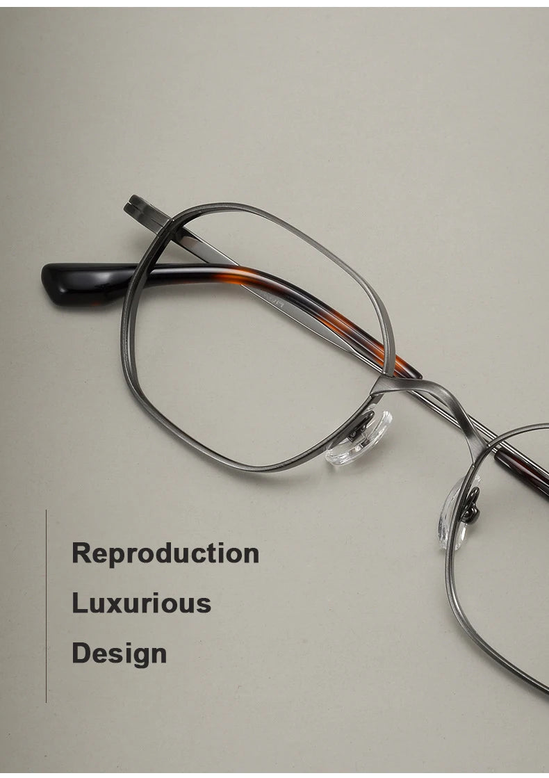 Luxury Retro Polygon Eyeglasses | Ultra-Light Pure Titanium Frames