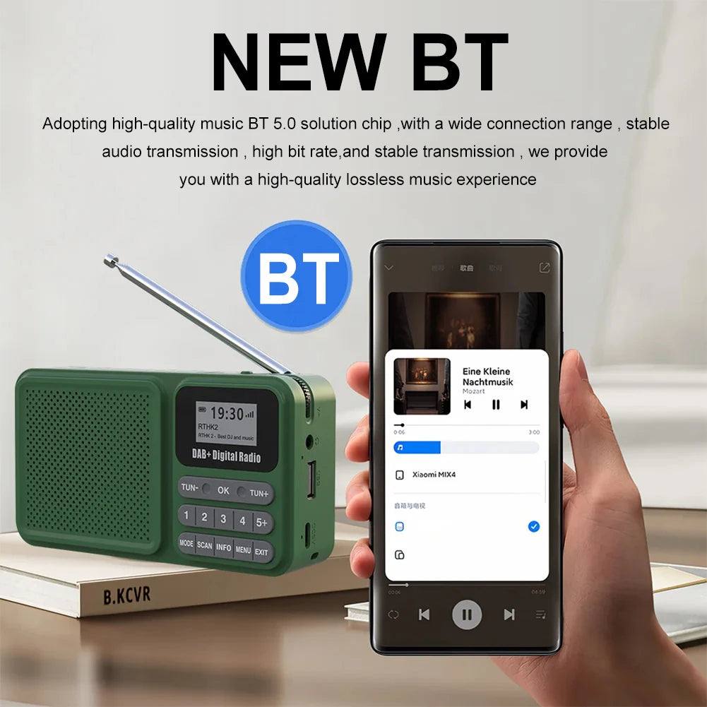 Portable Solar-Powered DAB+ Digital Radio with Bluetooth Speaker
