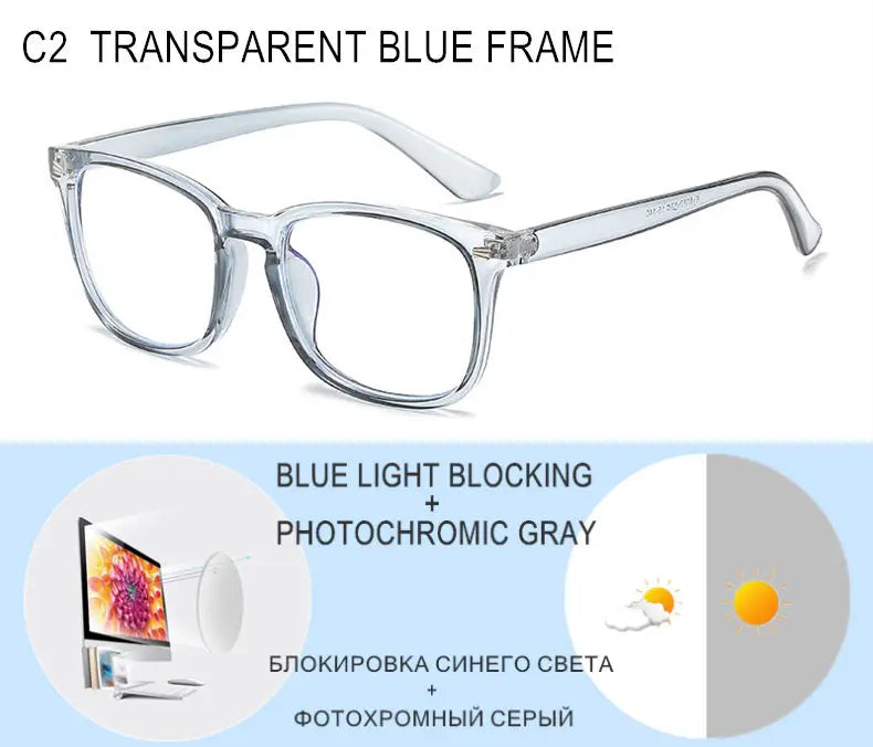 Gafas de sol retro de montura cuadrada con protección contra la luz azul y estilo