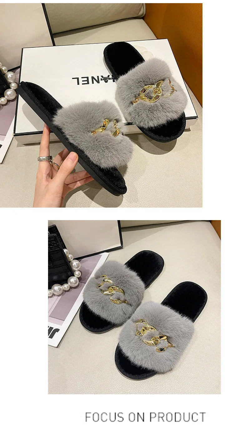 Women's Cozy Fur Lined Plush Slippers | Warm Indoor House Shoes