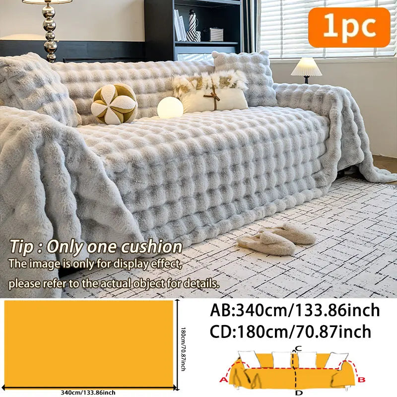 Plush Sofa Towel Cover | Thick Anti-Slip Winter Sofa Protector