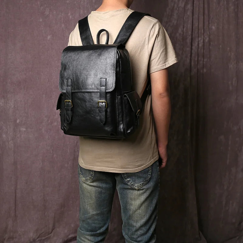 Handmade Leather Men's Backpack | Stylish Cowhide Computer Bag